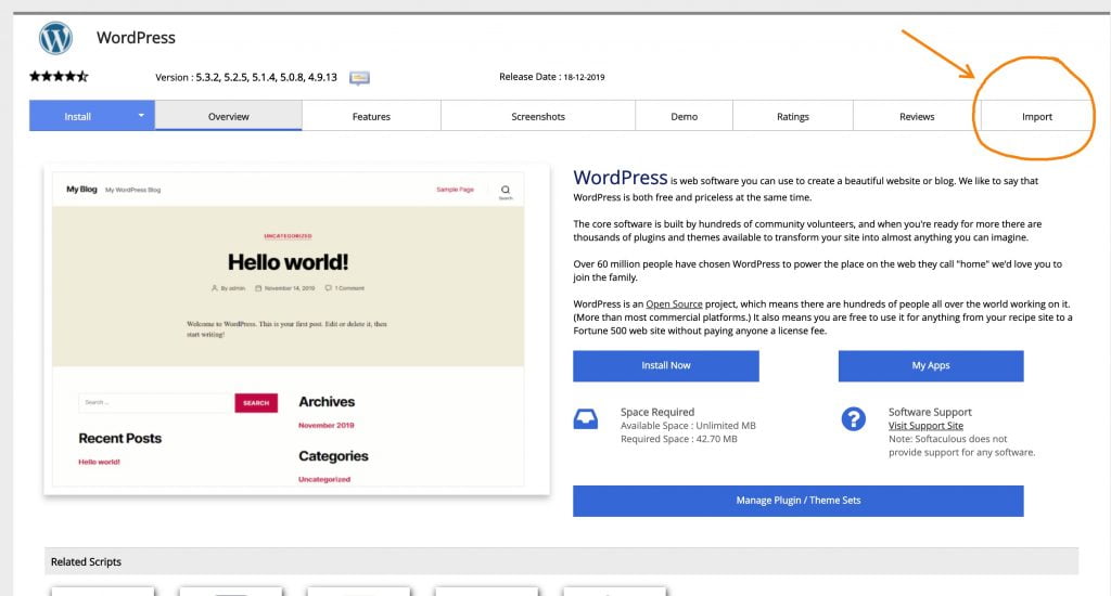 Remote Import with Softaculous - Rochen Documentation