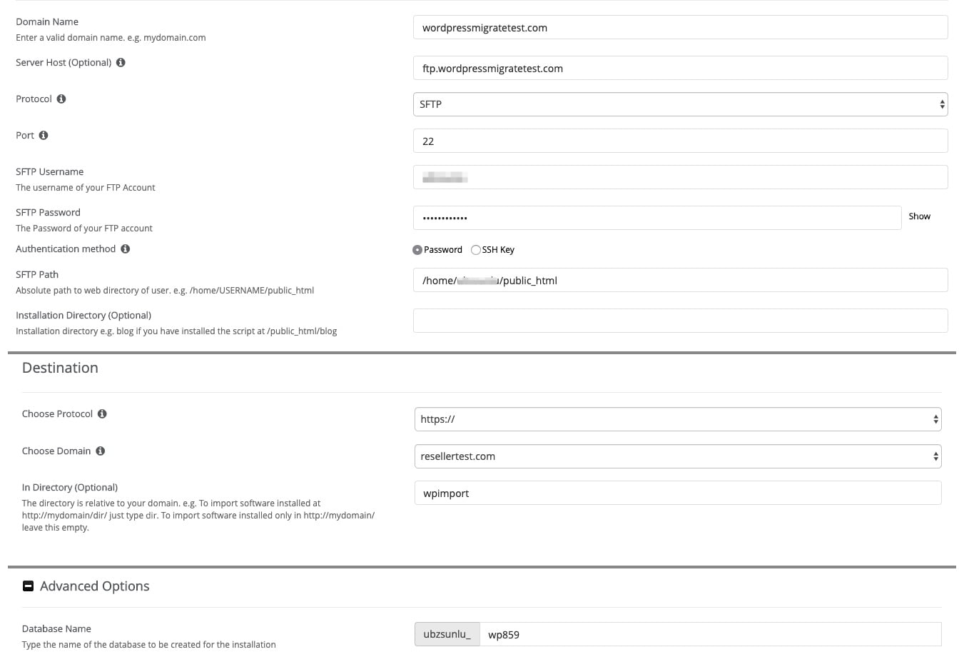 Remote Import with Softaculous - Rochen Documentation