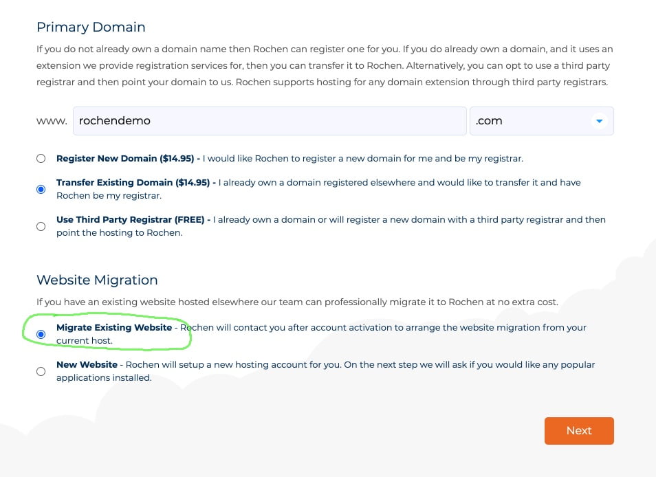 Domain and migration options when switching between plan tiers.