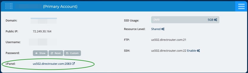 Direct cPanel login link to take user to change PHP version options