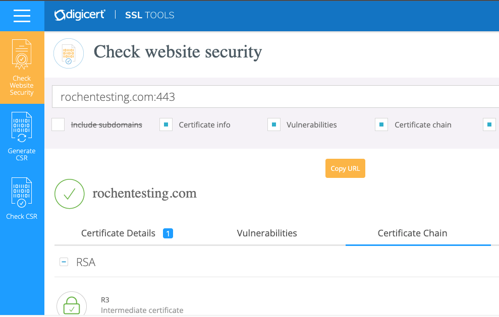 digicert SSL certificate checker screenshot