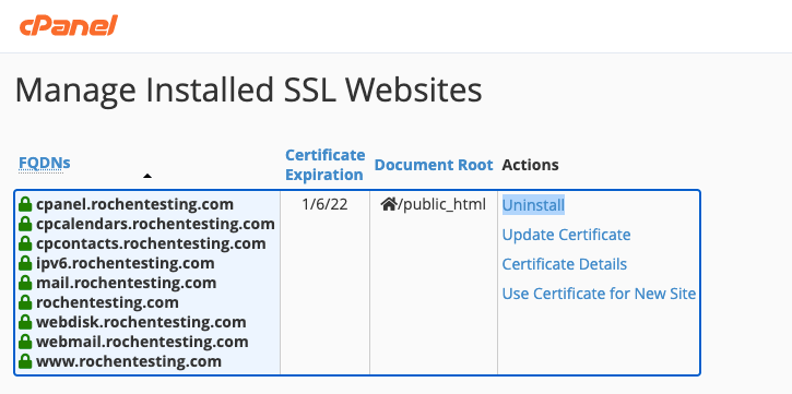 Uninstall option for AutoSSL certificates