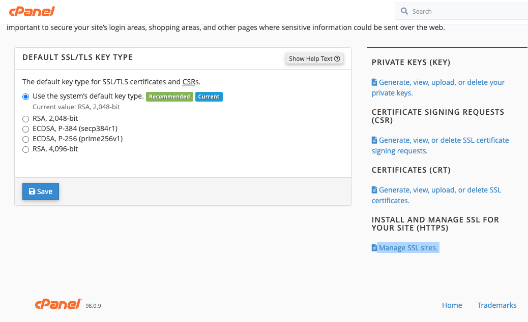 Download area for AutoSSL certificates